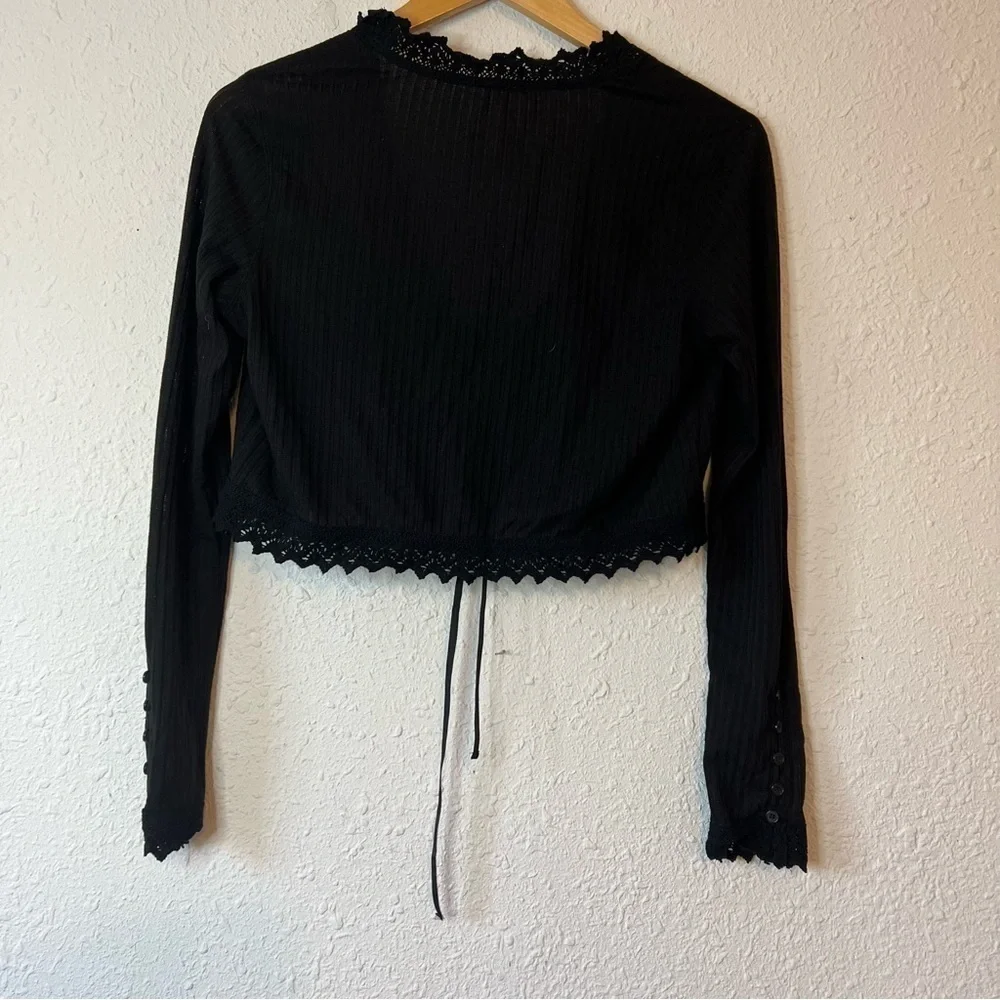 Free People Third Date Top Crochet Button Tie XS